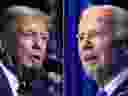 Cette image combinée montre le candidat républicain à la présidentielle, l'ancien président Donald Trump, le 9 mars 2024 et le président Joe Biden le 27 janvier 2024. 