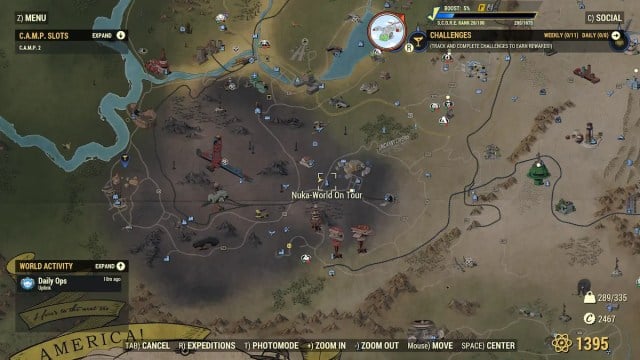 emplacement de la carte de la tournée mondiale de Fallout 76 Nuka