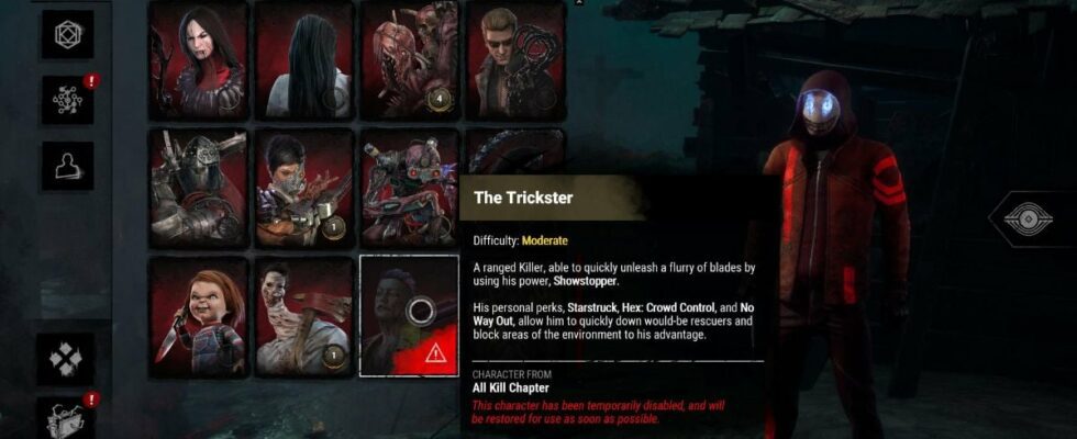 the trickster temporarily disabled in dead by daylight