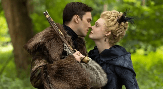 Nicholas Hoult and Elle Fanning starring as Catherine and Peter in The Great