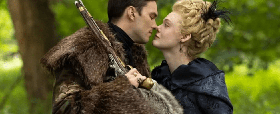 Nicholas Hoult and Elle Fanning starring as Catherine and Peter in The Great