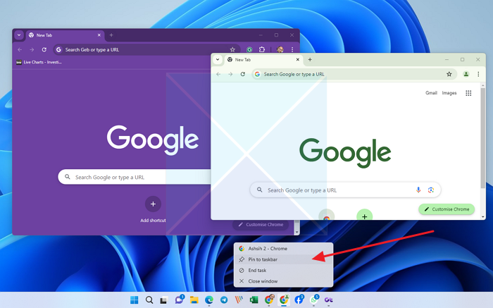Épingler le profil Chrome sur la barre des tâches Windows