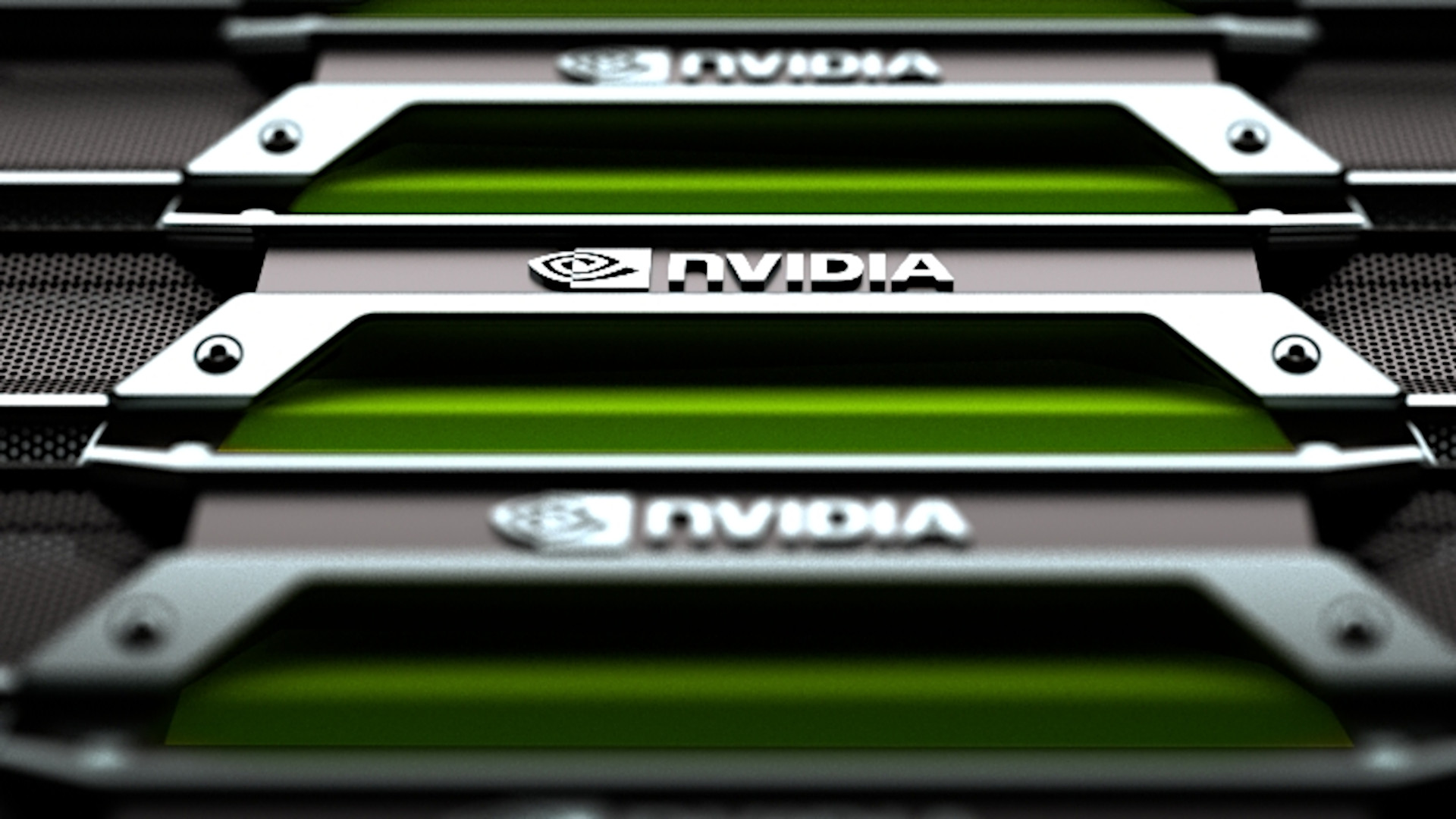 Une série de cartes graphiques Nvidia, empilées verticalement