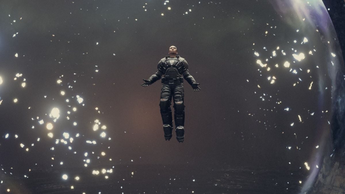 Starfield character floating