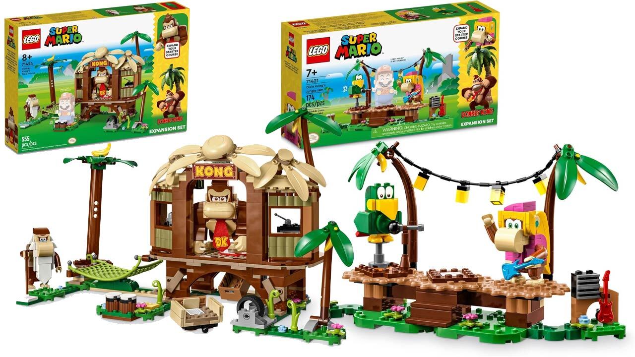 La cabane dans les arbres de Donkey Kong et le Jungle Jam de Dixie Kong en Lego