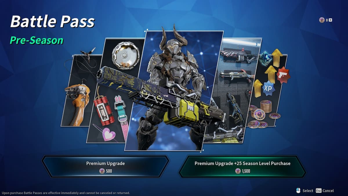 Image de l'écran d'achat du Battle Pass et du Battle Pass Premium dans The First Descendant. 