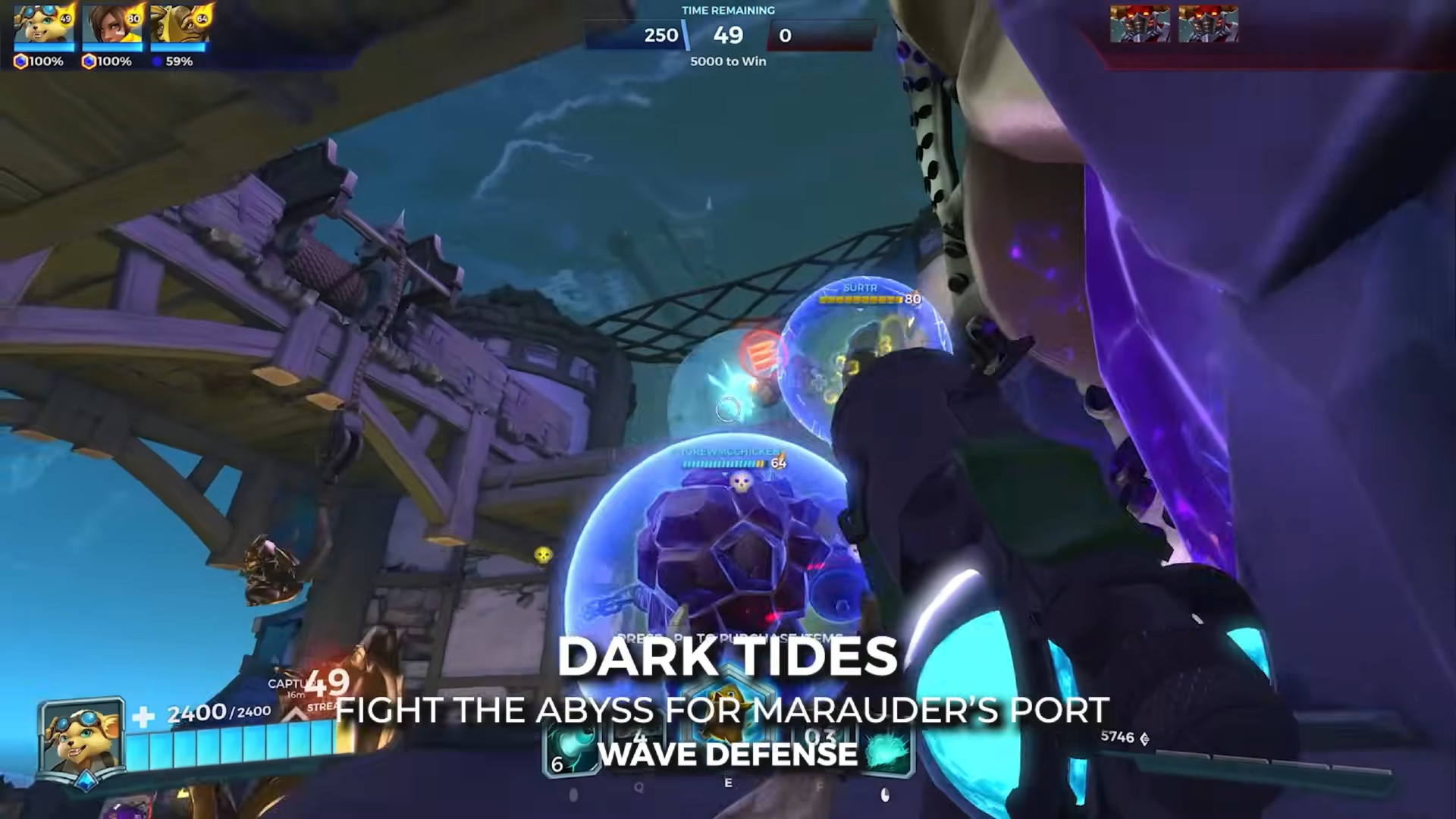Paladins - Le nouveau mode Défense des vagues dans le scénario Dark Tides.