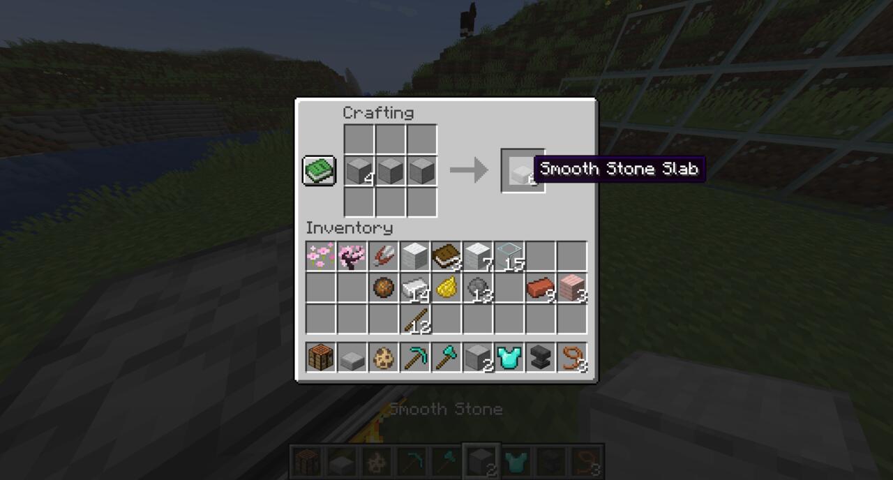 La recette pour une dalle de pierre lisse dans Minecraft