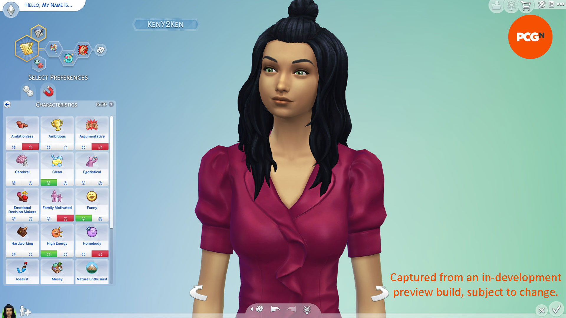 Les Sims 4 Lovestruck – Le nouveau menu « Allure et Revers ».