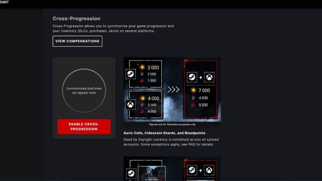 Dead by Daylight permet la page de progression croisée