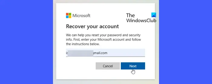 Réinitialisation du mot de passe à l'aide de Microsoft Online
