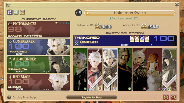 Thancred a débloqué tous les Glamours disponibles dans mon système de confiance, Final Fantasy XIV