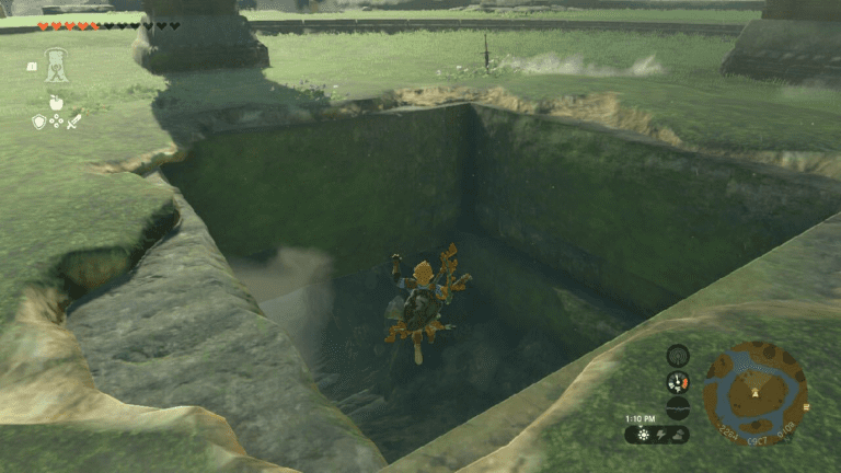 Link jumps into Thundra Plateau Cave