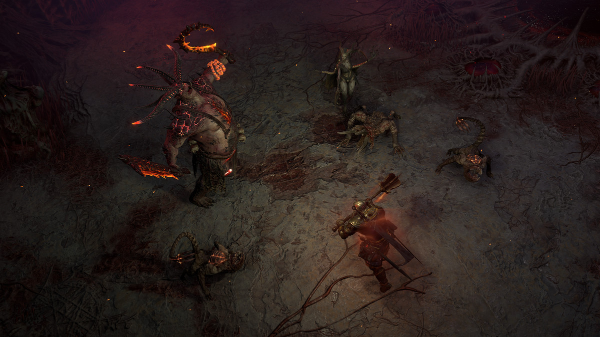 Un barbare affronte le boucher et d'autres démons dans les hordes infernales de Diablo 4