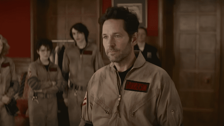 Paul Rudd in Ghostbusters looking frustrated