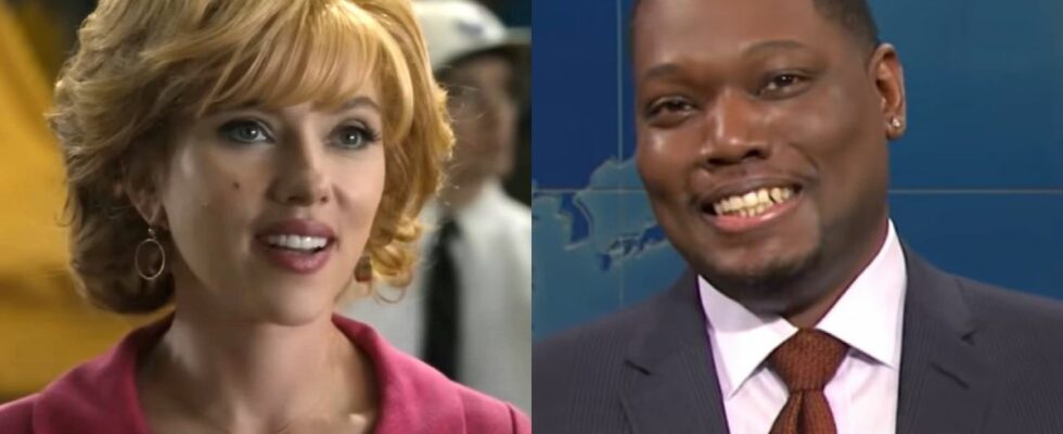 Scarlett Johansson in Fly Me to the Moon and Michael Che on Saturday Night Live