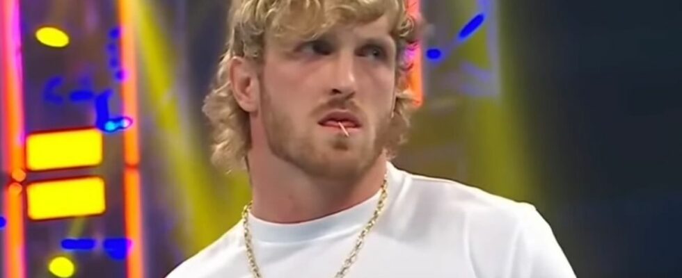 Logan Paul staring down an opponent during a WWE event