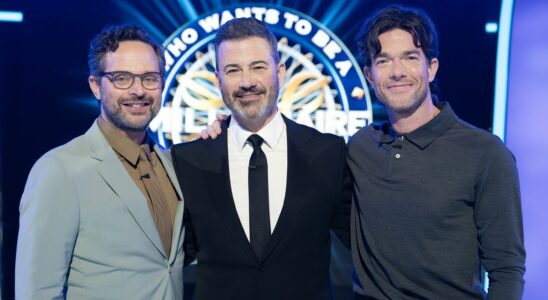 Nick Kroll and John Mulaney with Jimmy Kimmel for Who Wants To Be A Millionaire Season 3