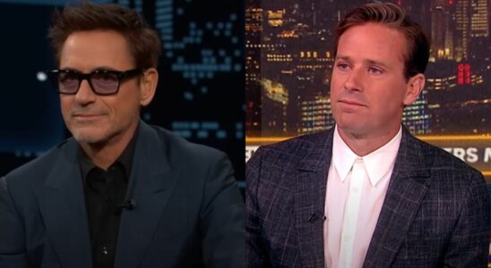 From left to right: Robert Downey Jr. on Jimmy Kimmel Live and Armie Hammer on Piers Morgan Uncensored.
