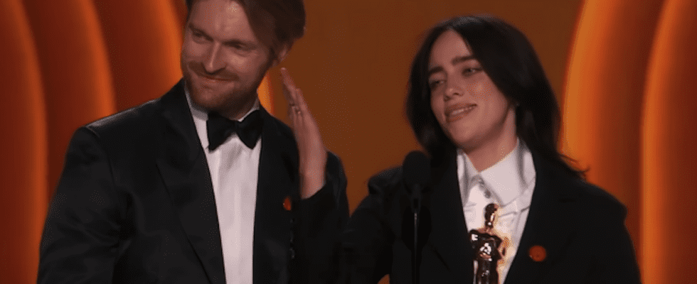 Finneas and Billie Eilish winning Oscar 2024 for Barbie song