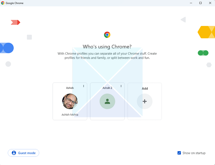 Sélectionner le profil utilisateur Chrome