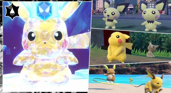 Water Tera-type Pikachu, Pichu, Raichu, and Alolan Raichu in Pokemon Scarlet and Violet