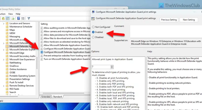 Configurer les paramètres de Microsoft Defender Application Guard à l'aide de GPEDIT