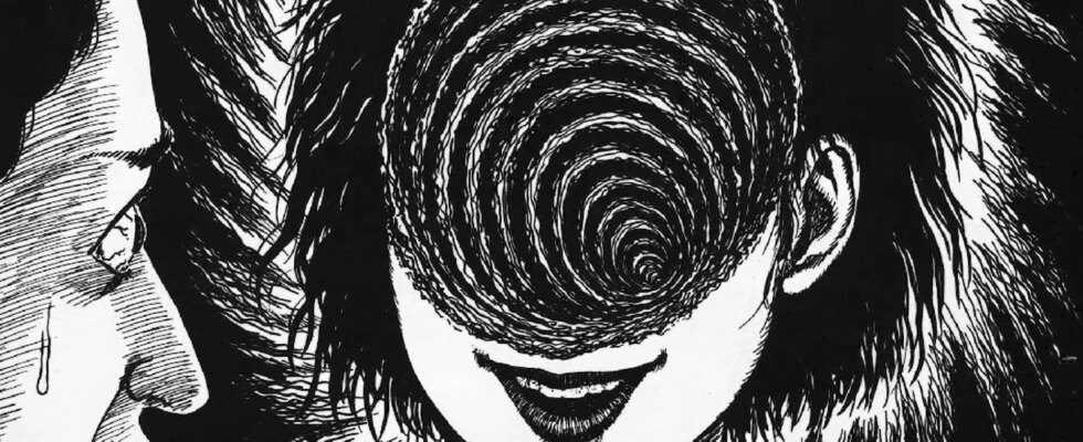 A spiral appears in a woman's face in Uzumaki