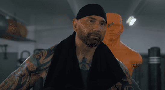 Dave Bautista lookingtoired after a workout in My Spy The Eternal City