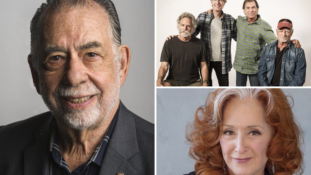 Francis Ford Coppola, Grateful Dead, Bonnie Raitt et bien d'autres recevront les Kennedy Center Honors Plus de Variety Les plus populaires À lire absolument Inscrivez-vous aux bulletins d'information de Variety Plus de nos marques
	
	
