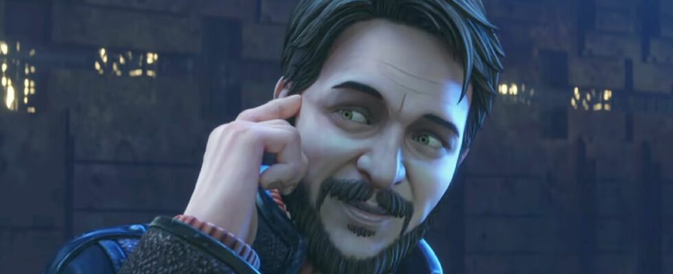 Wil Wheaton as Wesley Crusher tapping his head in Star Trek: Prodigy