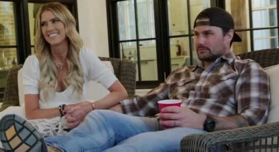 Christina and Josh Hall are shown in their living room on Christina in the Country.