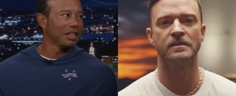 Tiger Woods talks about his kids on The Tonight Show, and Justin Timberlake sings in the