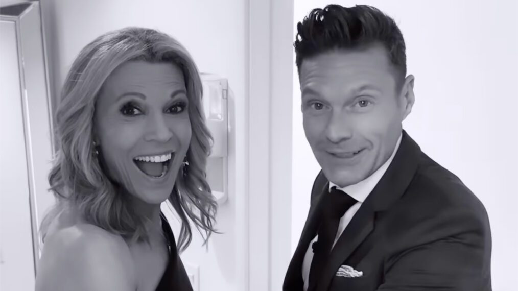 Vanna White and Ryan Seacrest behind the scenes of 