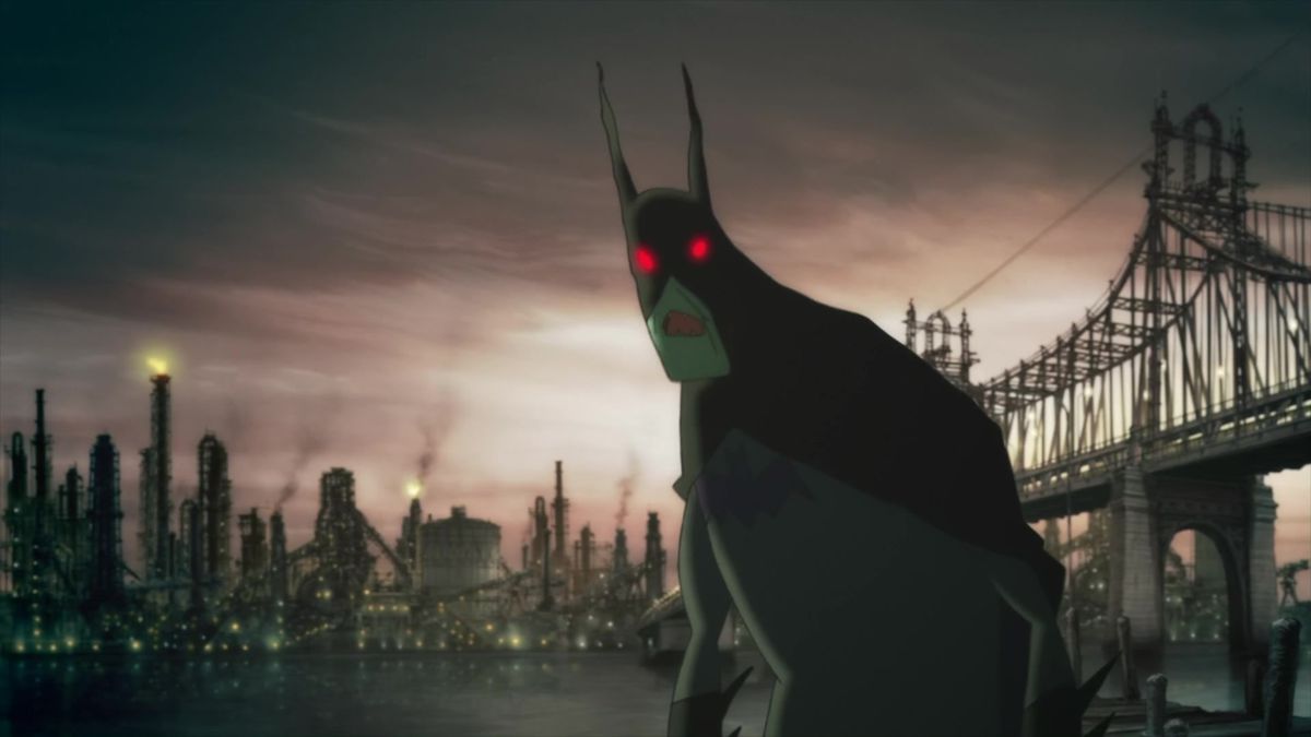 Batman, ressemblant à un démon d'ombre macabre, dans Gotham Knight