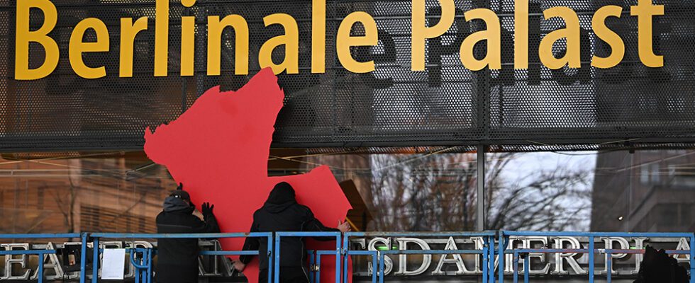 09 February 2024, Berlin: The Berlinale Bear will be mounted on the façade of the Berlinale Palastn. The Berlinale takes place from February 15 to 25. Photo: Britta Pedersen/dpa (Photo by Britta Pedersen/picture alliance via Getty Images)