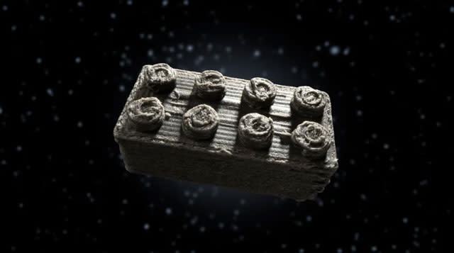 Image d'une brique Lego faite avec de la poussière de lune