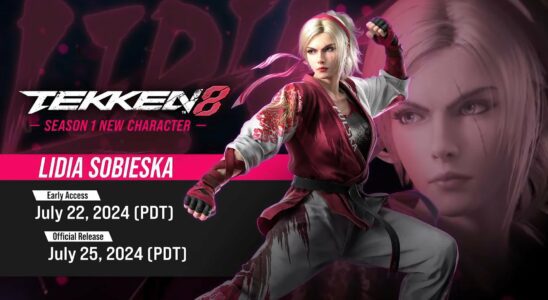 Le personnage DLC de Tekken 8, Lidia Sobieska, sera lancé le 22 juillet pour les détenteurs du Character Year 1 Pass, le 25 juillet pour tous