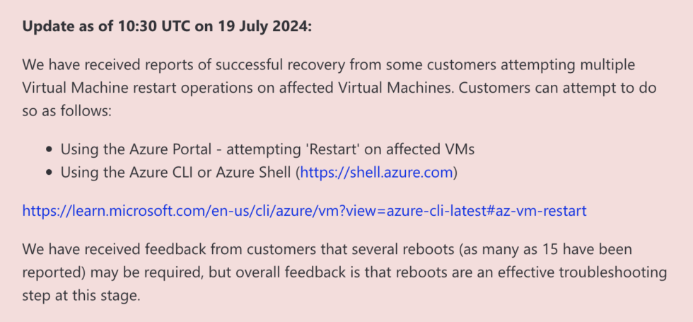 Les premiers conseils pour corriger le bug CrowdStrike consistent simplement à redémarrer les systèmes encore et encore afin qu'ils puissent essayer de récupérer une mise à jour non interrompue.