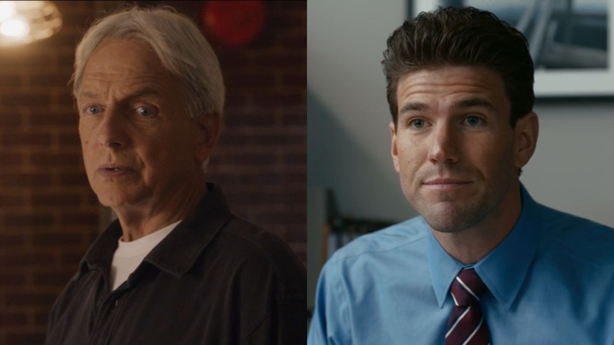 L to R: Mark Harmon in NCIS, Austin Stowell in The Hating Game.