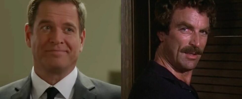 L to R: Michael Weatherly as Tony DiNozzo in NCIS. Tom Selleck as Thomas Magnum in Magnum P.I.
