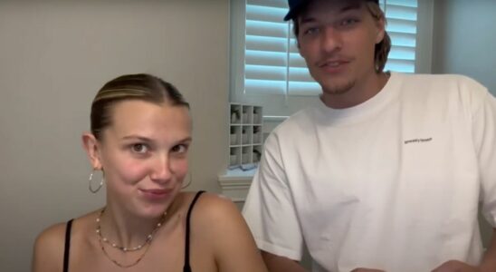 Millie Bobby Brown and Jake Bongiovi in YouTube Video where Bongiovi does her makeup