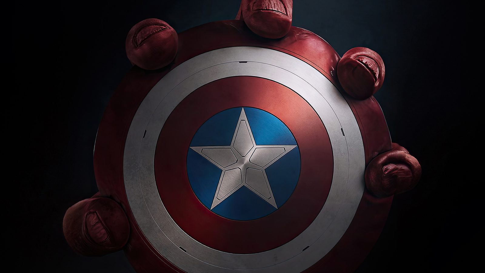 Cropped poster art for Captain America: Brave New World featuring Red Hulk's hand holding Captain America's shield