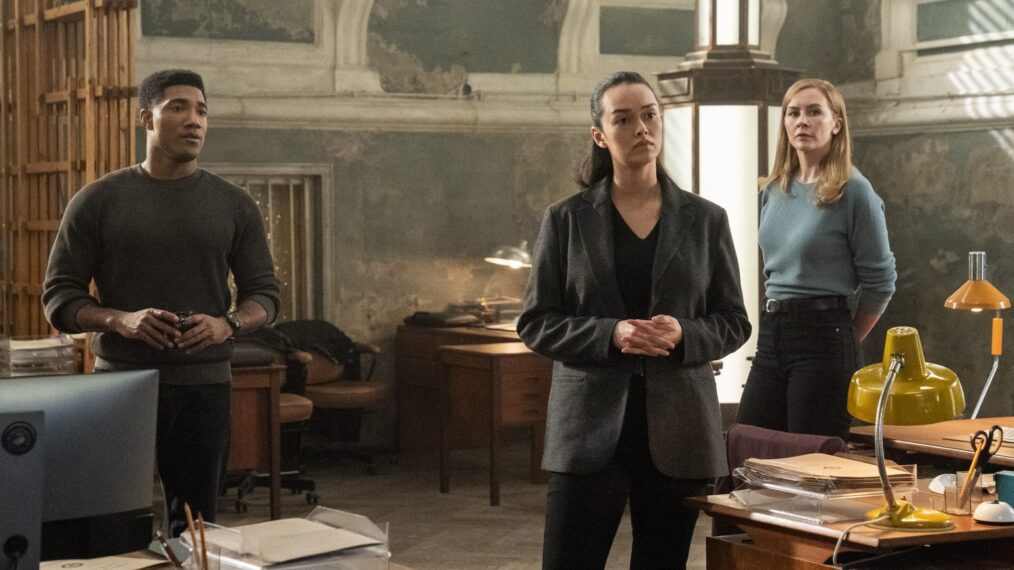 Carter Redwood as Special Agent Andre Raines, Vinessa Vidotto as Special Agent Cameron Vo, and Eva-Jane Willis as Europol Agent Megan “Smitty” Garretson in 