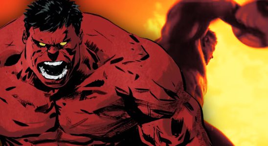 Comic book artwork of Red Hulk and a still of Red Hulk in Captain America: Brave New World