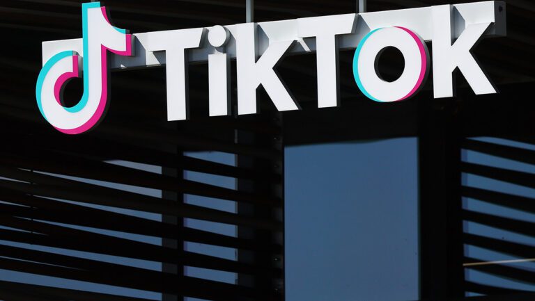 The TikTok logo is displayed at TikTok offices on March 12, 2024 in Culver City, California.