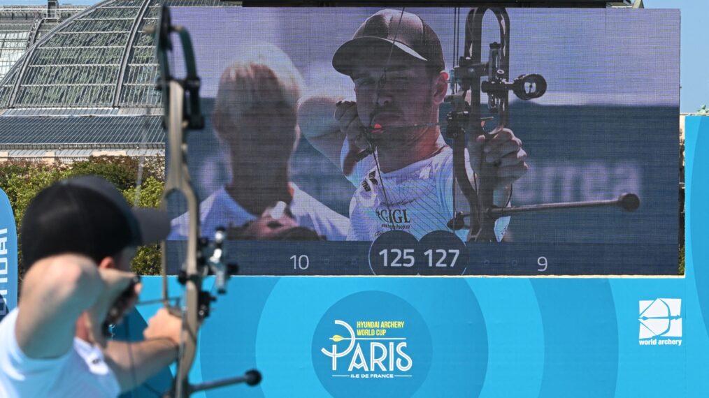 An athlete competes during the World Cup men