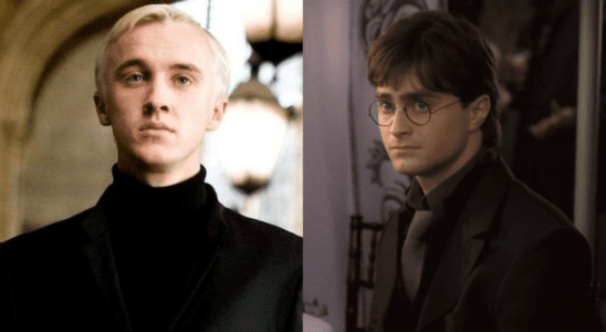 Tom Felton and Daniel Radcliffe side by side in the Harry Potter movies