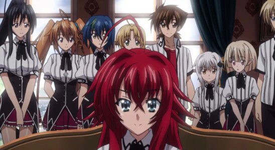 The cast of High School DxD behind Rias