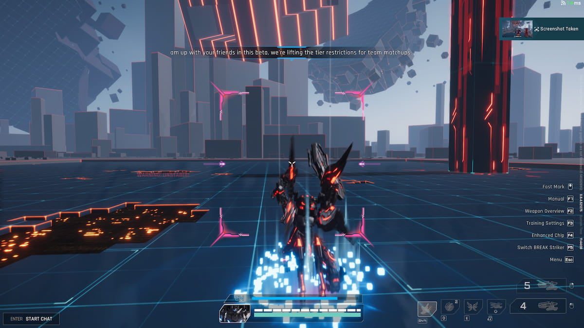 Luminae performing a Fast Landing in Mecha BREAK